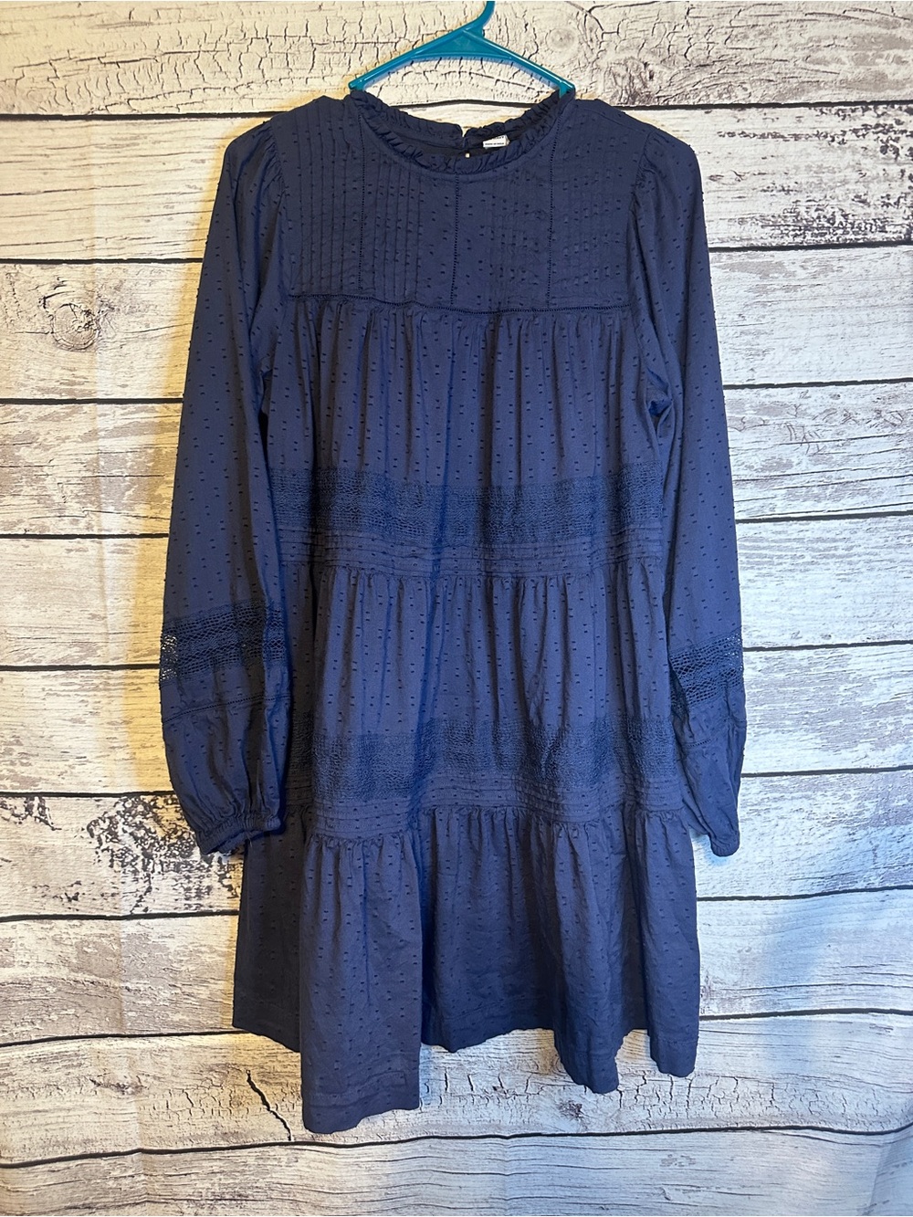 Old Navy Swiss Dot Tiered Cottagecore Dress Women’s M Blue Boho Prairie